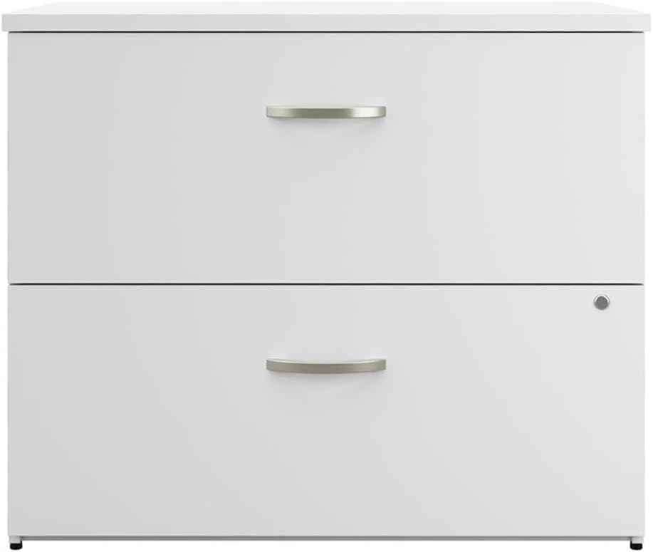 Bush Business Furniture Office in an Hour 2 Drawer Lateral File Cabinet in Pure White | Locking Storage for Letter, Legal, and A4-Size Documents