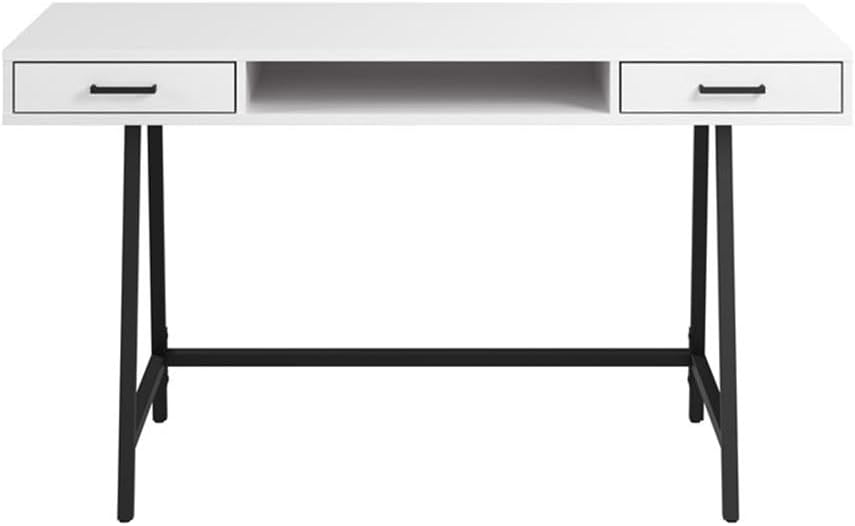 Bush Furniture Steele 54W Writing Desk in Pure White Oak | Computer Table for Home Office Workspace