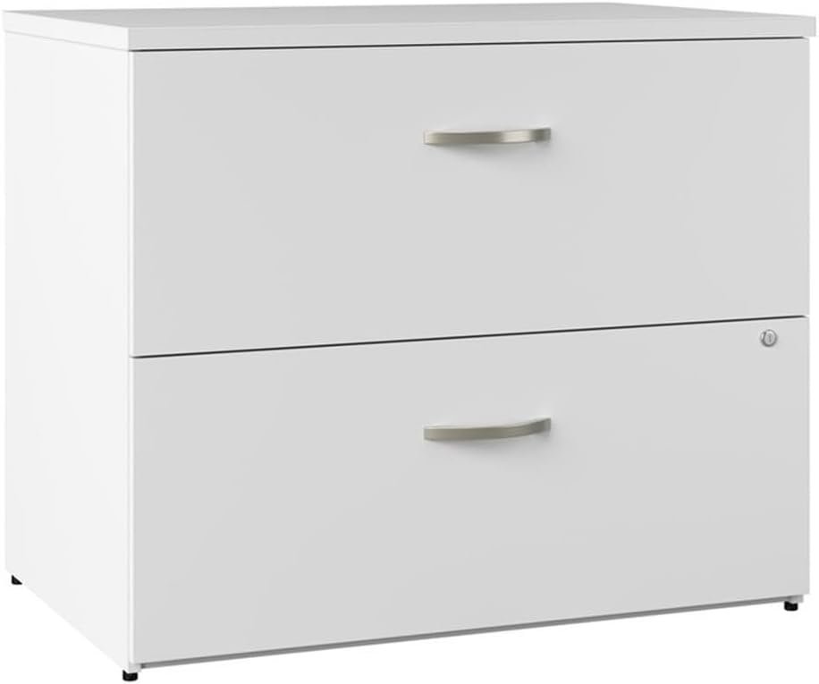 Bush Business Furniture Office in an Hour 2 Drawer Lateral File Cabinet in Pure White | Locking Storage for Letter, Legal, and A4-Size Documents