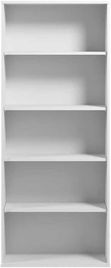 Bush Business Furniture Hustle Tall 5 Shelf Bookcase in White, Large Freestanding Bookshelf for Home Office and Professional Workspace