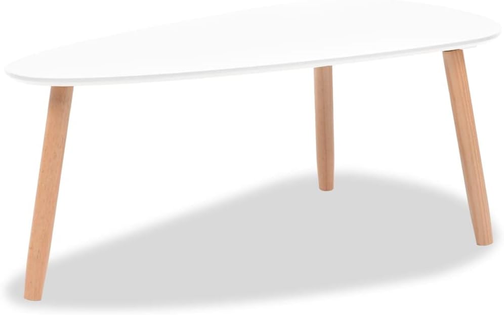 vidaXL Nesting Coffee Table 2 pcs, Side Tables with Solid Pine Wood Legs, Scandinavian Style End Table for Living Room, White