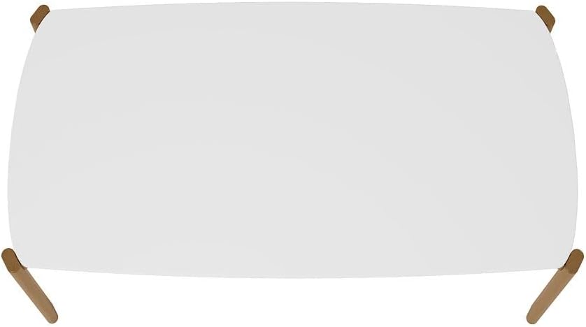 Manhattan Comfort Gales 70-Inch Mid Century Modern Dining Table for 6 Persons, Unique Minimalist Home Furniture with Solid Eucalyptus Wood Legs, Matte White