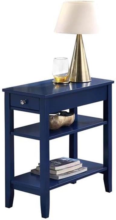 Convenience Concepts American Heritage Chairside End Table with Drawer 23.5" - Classic Living Room Table with Storage Shelf, Bedroom Nightstand, Cobalt Blue