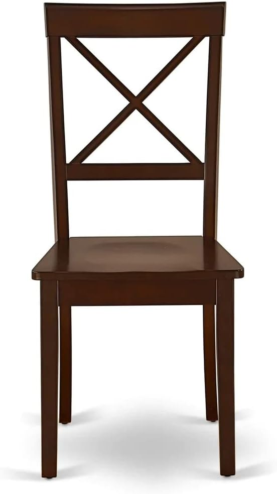 East West Furniture HBBO5-MAH-W 5 Piece Dining Set Includes a Round Dining Table with Pedestal and 4 Kitchen Chairs, 42x42 Inch, Mahogany