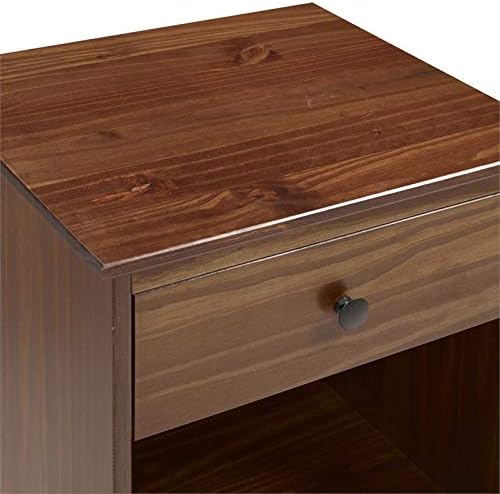 Walker Edison Traditional Wood 1 Drawer Nightstand Side Table Bedroom Storage Drawer and Shelf Bedside End Table, 18 Inch, Walnut