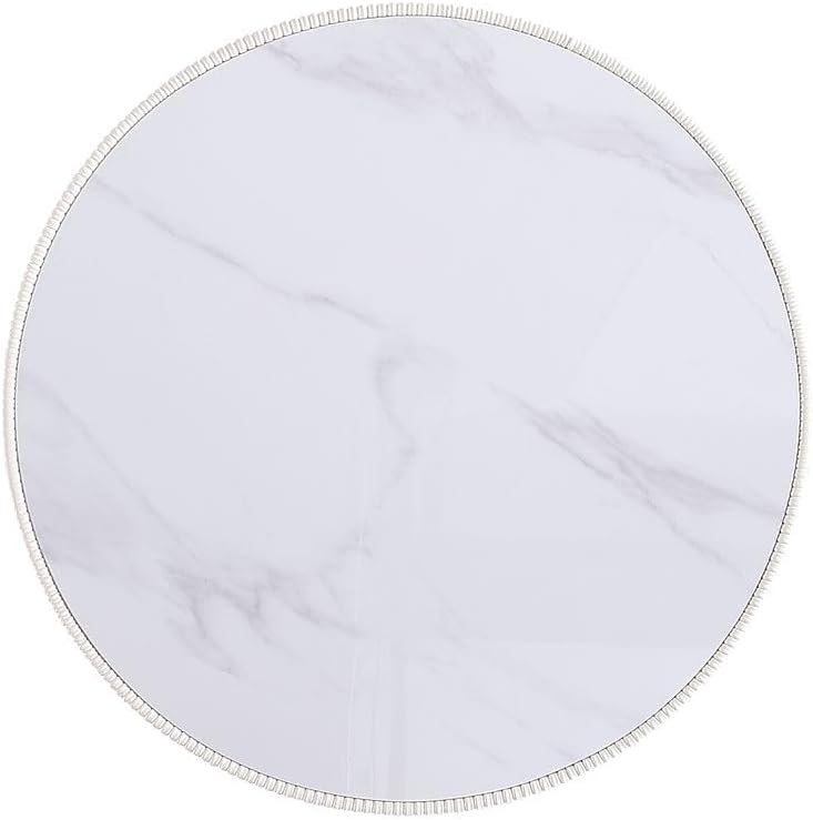 Manhattan Comfort Anderson Modern 28.15" Round Coffee Table 2.0 - Ceramic Marble Tabletop, Elegant Pleated Leatherette Details & Gold Base, Fully Assembled Accent Furniture, Set of 1, Cream