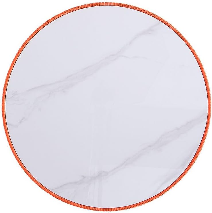 Manhattan Comfort Anderson Modern 28.15" Round Coffee Table 2.0 - Ceramic Marble Tabletop, Elegant Pleated Leatherette Details & Gold Base, Fully Assembled Accent Furniture, Set of 1, Orange