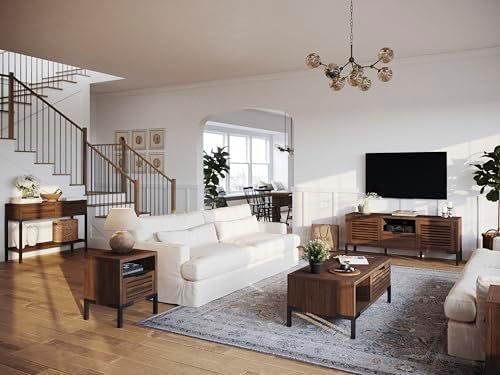 Bme Millie Solid Acacia Wood Rustic Nightstand with Drawers & Open Shelf, Pre-Assembled Modern Industrial Side Table for Bedroom or Living Room Use