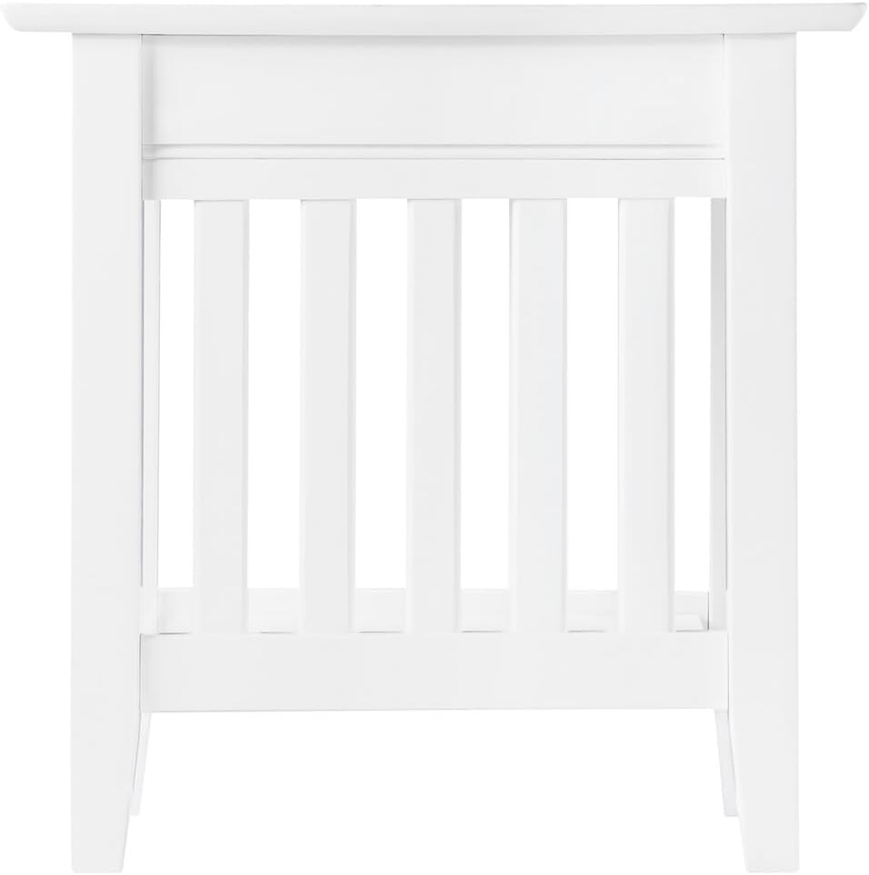 AFI, Mission Chair Side Table with Charging Station, White