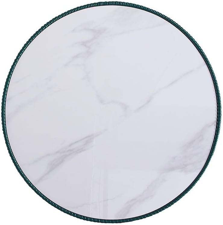 Manhattan Comfort Anderson Modern 28.15" Round Coffee Table 2.0 - Ceramic Marble Tabletop, Elegant Pleated Leatherette Details & Gold Base, Fully Assembled Accent Furniture, Set of 1, Green