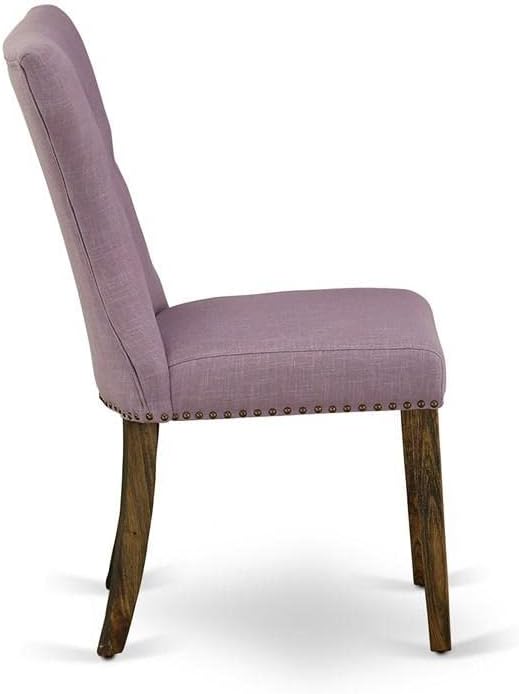 East West Furniture GAP7T40 Gallatin Parson Kitchen Chairs - Button Tufted Nailhead Trim Dahlia Linen Fabric Padded Dining Chairs, Set of 2, Jacobean