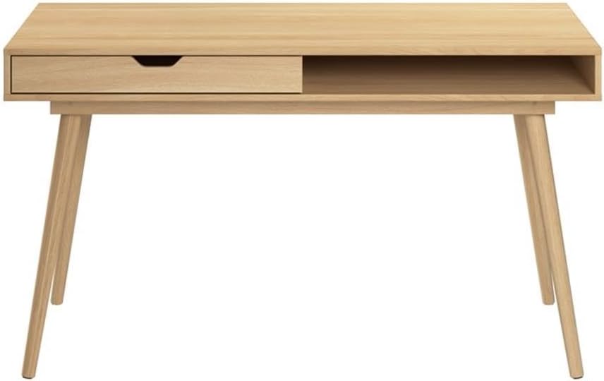 Bush Furniture Nora 54W Writing Desk in Natural Oak | Computer Table for Home Office Workspace or Entryway