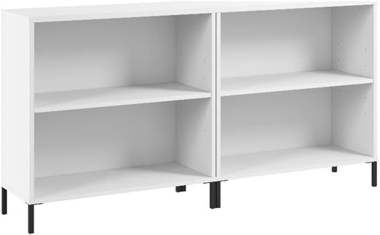 Bush Furniture Essence 2 Shelf Bookcase - Set of 2 in White | Organizers and Shelves for Home Office Workspace, Living Room, Entryway, Bedroom, and Mudroom