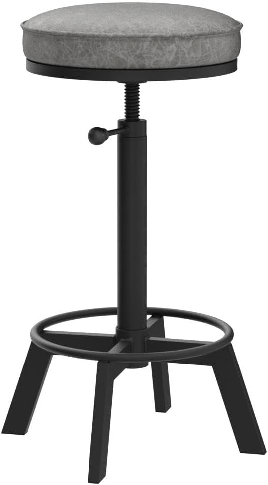 Vintage Bar Stools Set of 2 Industrial Bar Stool Swivel PU Seat Counter Height Adjustable 24-28inch Kitchen Isand Dining Chair