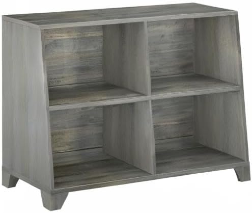 Max & Lily Modern Farmhouse 4-Shelf Bookcase, Solid Wood Bookshelves for Kids Bedroom, Driftwood