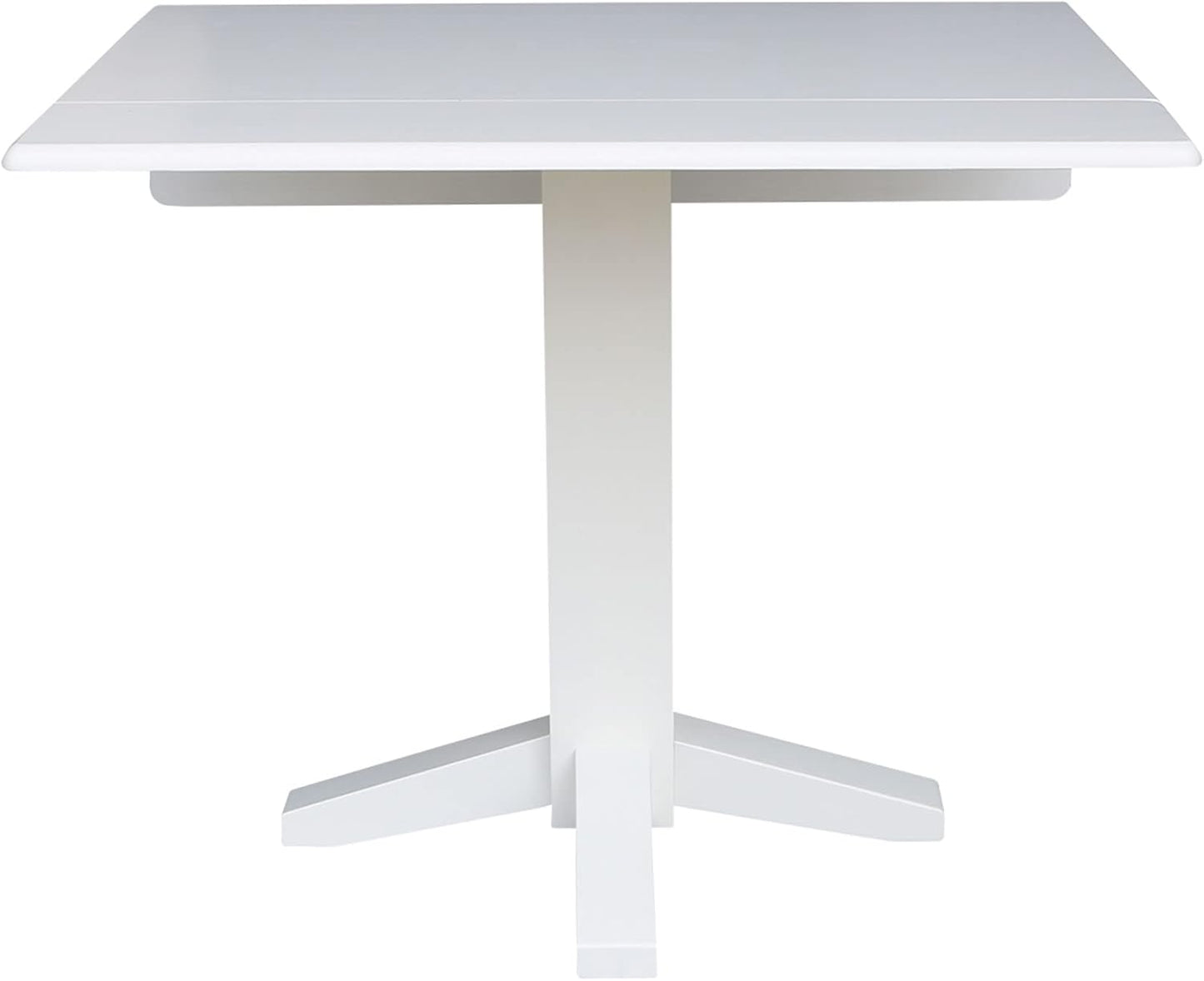Solid Wood 36" Square Dual Drop Leaf Dining Table, White