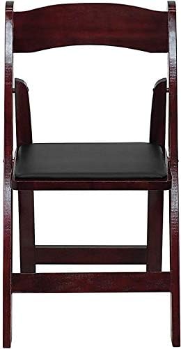 Flash Furniture 4 Pack HERCULES Series Mahogany Wood Folding Chair with Vinyl Padded Seat
