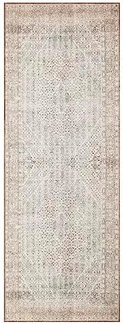 Keen Home Design 2x12 Rug - Machine Washable Runner Rug with Non-Slip Backing, Ideal for Hallway, Entryway, Kitchen, Laundry Room - Vintage, Easy Clean, Durable, Low Pile - (2'6" x 12')