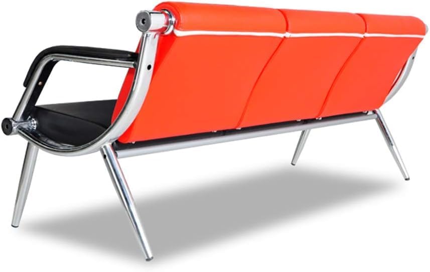 wonline 3 Seat Waiting Room Chair with Armrest PU Leather Office Furniture, Office Guest Seating Lobby Conference Reception Chairs for Airport Clinic Hospital Bank Salon Barber(Red&Black)