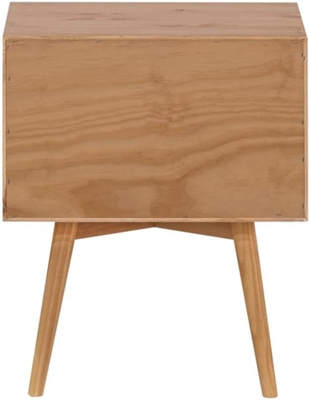 Walker Edison Mid Century Modern 1-Drawer Nightstand Bedroom Storage Drawer and Shelf Bedside End Table, 24 Inch, Natural Pine