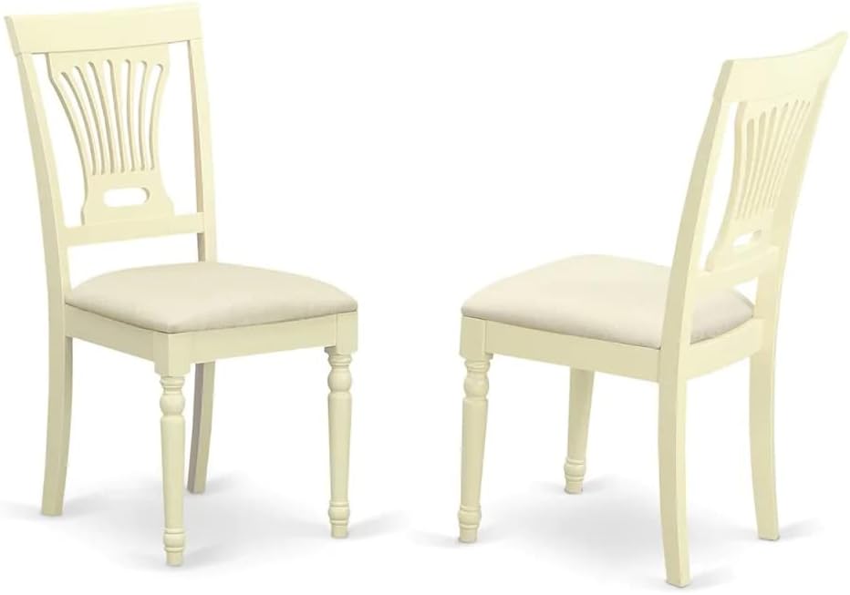 East West Furniture SUPL3-BMK-C 3 Piece Dining Table Set Contains a Round Dining Room Table with Dropleaf & Shelves and 2 Linen Fabric Upholstered Chairs, 42x42 Inch, Buttermilk & Cherry