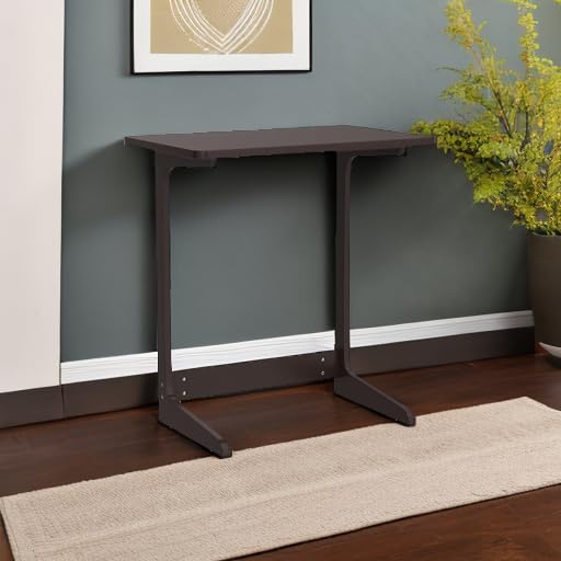 Forevich Tv Tray Table Bamboo Wood Laptop End Side Table for Sofa Couch Bed C Shaped Brown