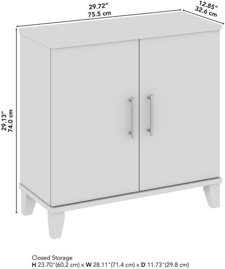 Bush Furniture Somerset Small Accent Storage Cabinet with Doors and Shelves in White, 2 Door Organizer for Home Office, Living Room, Kitchen Pantry, Entryway