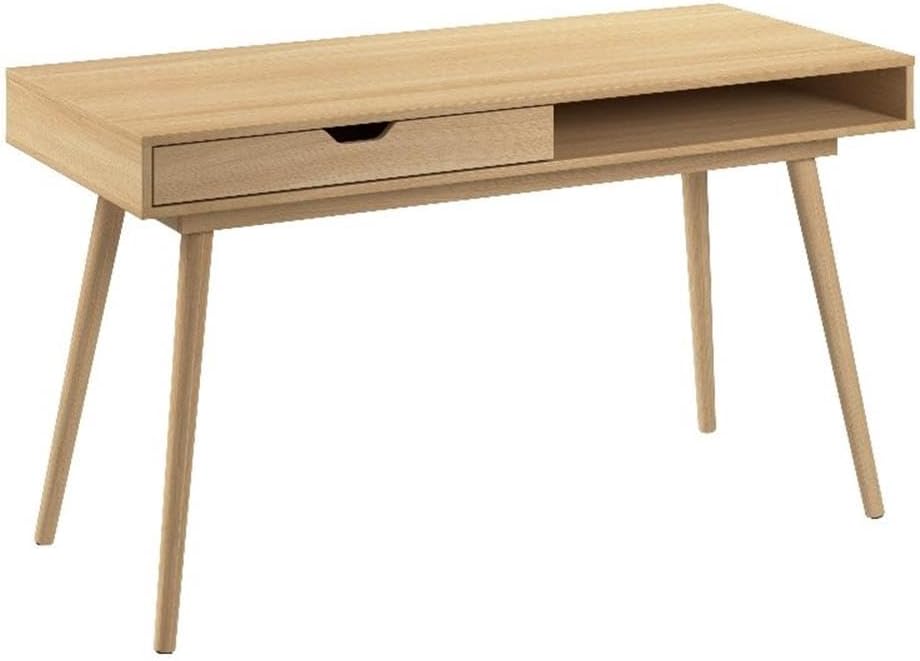 Bush Furniture Nora 54W Writing Desk in Natural Oak | Computer Table for Home Office Workspace or Entryway