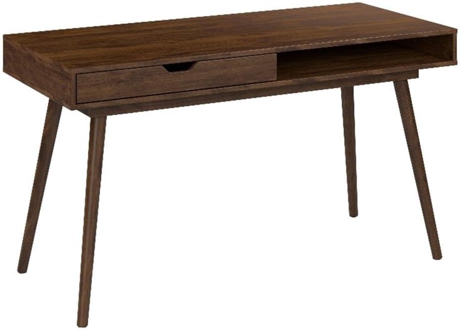 Bush Furniture Nora 54W Writing Desk in Dark Walnut | Computer Table for Home Office Workspace or Entryway