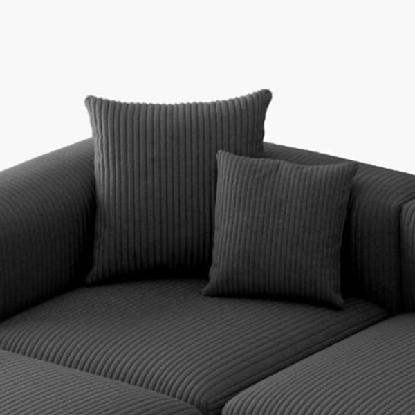 Acanva Convertible Modular Sectional Sofa with Movable Ottomans, Free Combination Corduroy Couch for Living Room Apartments, L-Shaped, Black