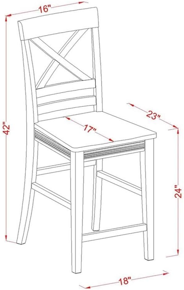 East West Furniture VNQU5-WHI-W 5 Piece Kitchen Counter Set Includes a Square Dining Room Table and 4 Dining Chairs, 36x36 Inch, Buttermilk & Cherry