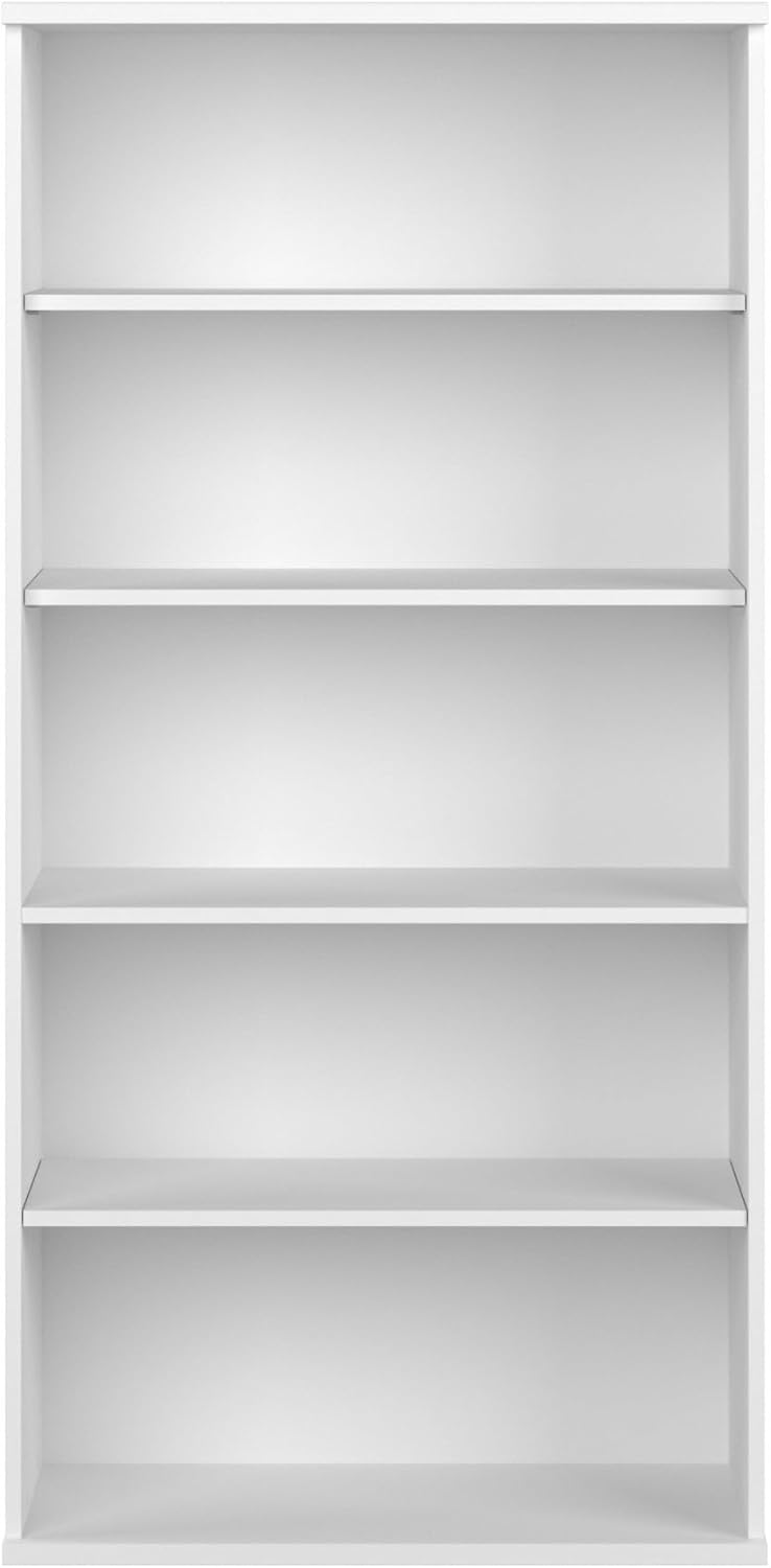 Bush Business Furniture Studio C Tall 5 Shelf Bookcase in White, Large Bookshelf for Home or Professional Office