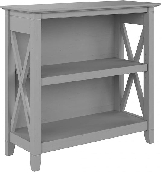 Bush Furniture Key West Small 2 Shelf Bookcase in Cape Cod Gray, Compact Home Organizer, Vertical Storage Solution, Bookshelf for Office or Living Room