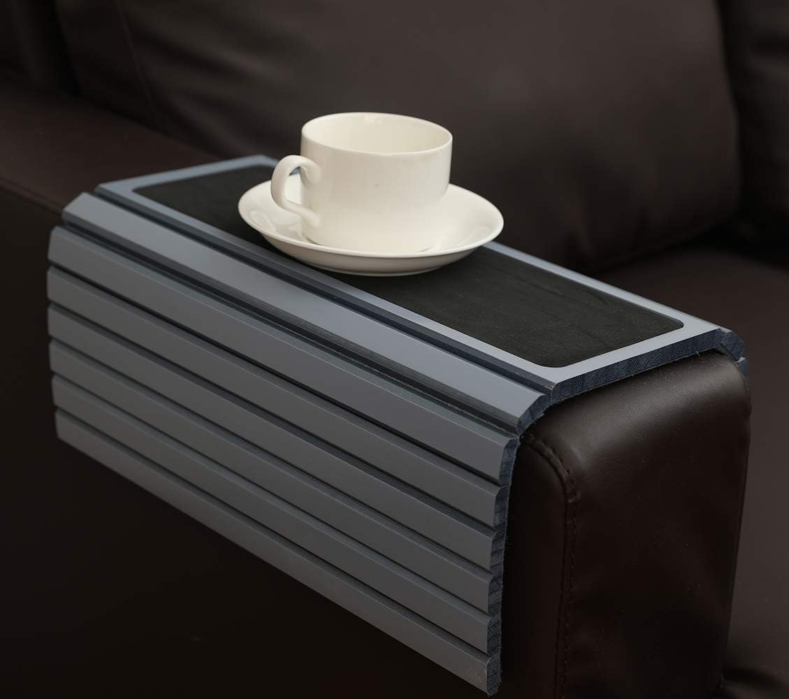 GEHE Sofa Arm Tray Table for Couch Flexible/Foldable Sofa Tray Couch arm Table Perfect for Drinks Snacks Remote Control or Phone Great arm Tray for Couch armrest (Grey)