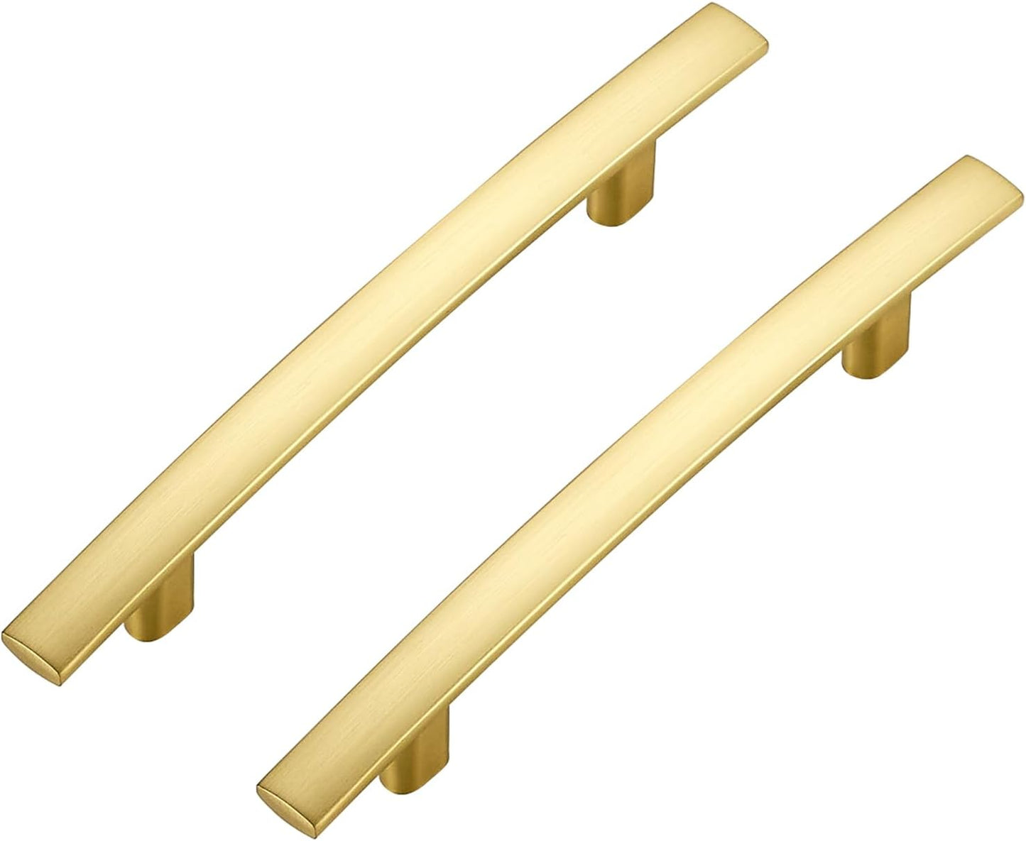10 Pack Cabinet Handles 3.75" Hole Center - Curved Cabinet Pulls Brushed Brass Drawer Pulls for Kitchen Cupboard Solid Handles for Dresser Drawer Arch Closet Hardware
