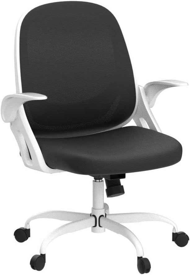 Home Office Chair Work Desk Chair Comfort Ergonomic Swivel Computer Chair, Breathable Mesh Desk Chair, Lumbar Support Task Chair with Wheels and Flip-up Arms and Adjustable Height