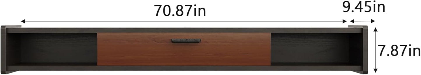 70'' Floating TV Stand,Wall Mounted TV Console,Floating TV Cabinet,Under TV Shelf for Bedroom Living Room(Walnut)