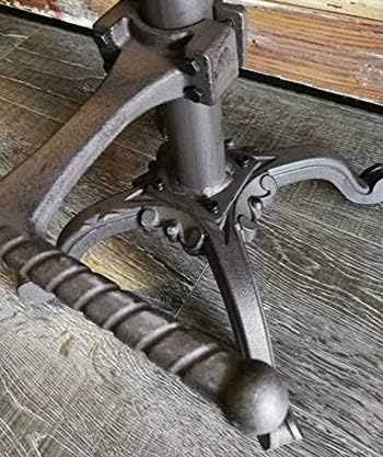 LOKKHAN Rustic Industrial Bar Stool - Cast Iron Tractor Seat - Adjustable Counter Height Swivel Breakfast Bar - Farmhouse Metal Stool - 19.7-26.8 Inch Seat Height