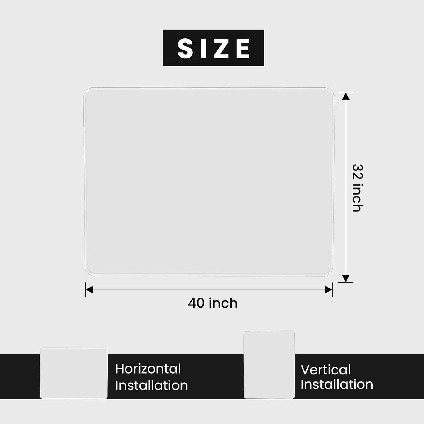 White Bathroom Mirror 40x32 Inch, White Metal Framed Bathroom Mirror for Wall, Rounded Rectangle Matte Bathroom Vanity Mirror, Tempered Glass, Anti-Rust, Horizontal/Vertical