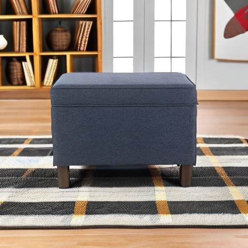Home Decor | Dinah Collection Modern Storage Ottoman | Ottoman with Storage for Living Room & Bedroom (Navy)