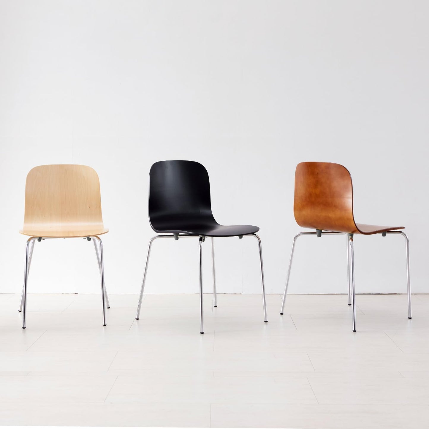 Livinia No.10 Mid-Century Modern Wooden Dining Chairs Set of 2, Contemporary Bentwood Kitchen Interior Armless Chairs with Steel Legs (Black)