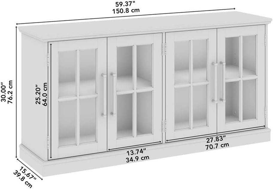 Bush Furniture Westbrook 60W TV Stand for 75 Inch TV in Vintage Black/Restored Tan Hickory | Living Room Entertainment Center with Storage