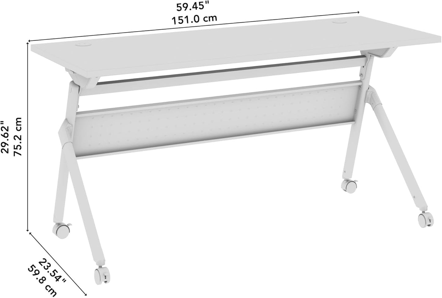 Bush Business Furniture Folding Training Table, 60 inch Desk, Commercial-Grade Bundle for Office or Classroom, Envision Collection, Gray