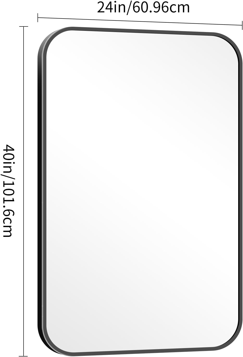 24" x 40"Bathroom Mirror, Matte Black Wall Mirror with Metal Frame, Decorative Rectangular Vanity Mirror for Bedroom Bathroom Living Room Entryway (Horizontal/Vertical)