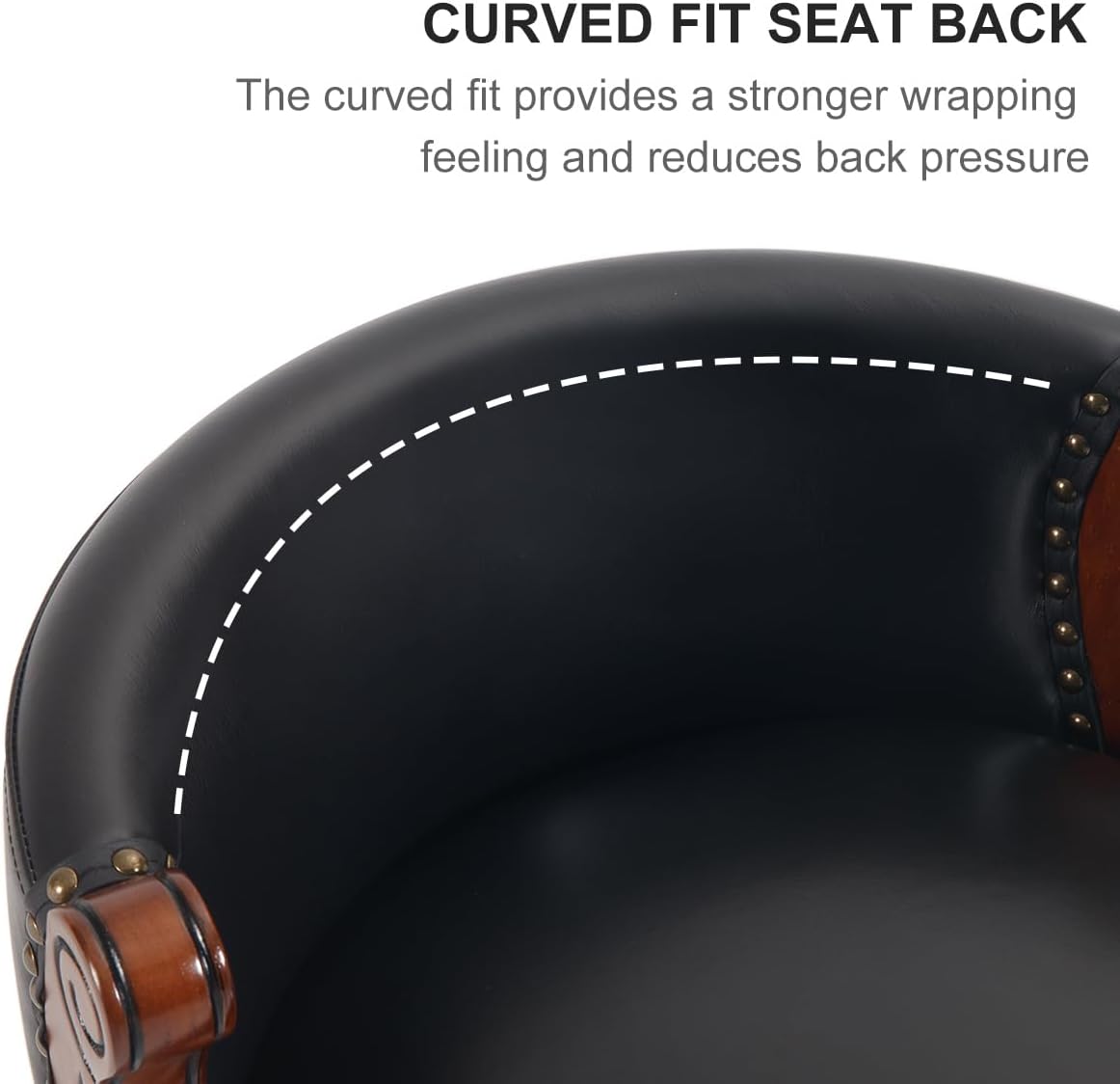 Cow top Leather Wooden Bar Stools, 29.5" Bar Height Bar Chair with Back, 180 Degrees Swivel Barstools Chair for Home Kitchen Counter,Dining Room (Black-1pc, Counter Height-Seat Height 26”)