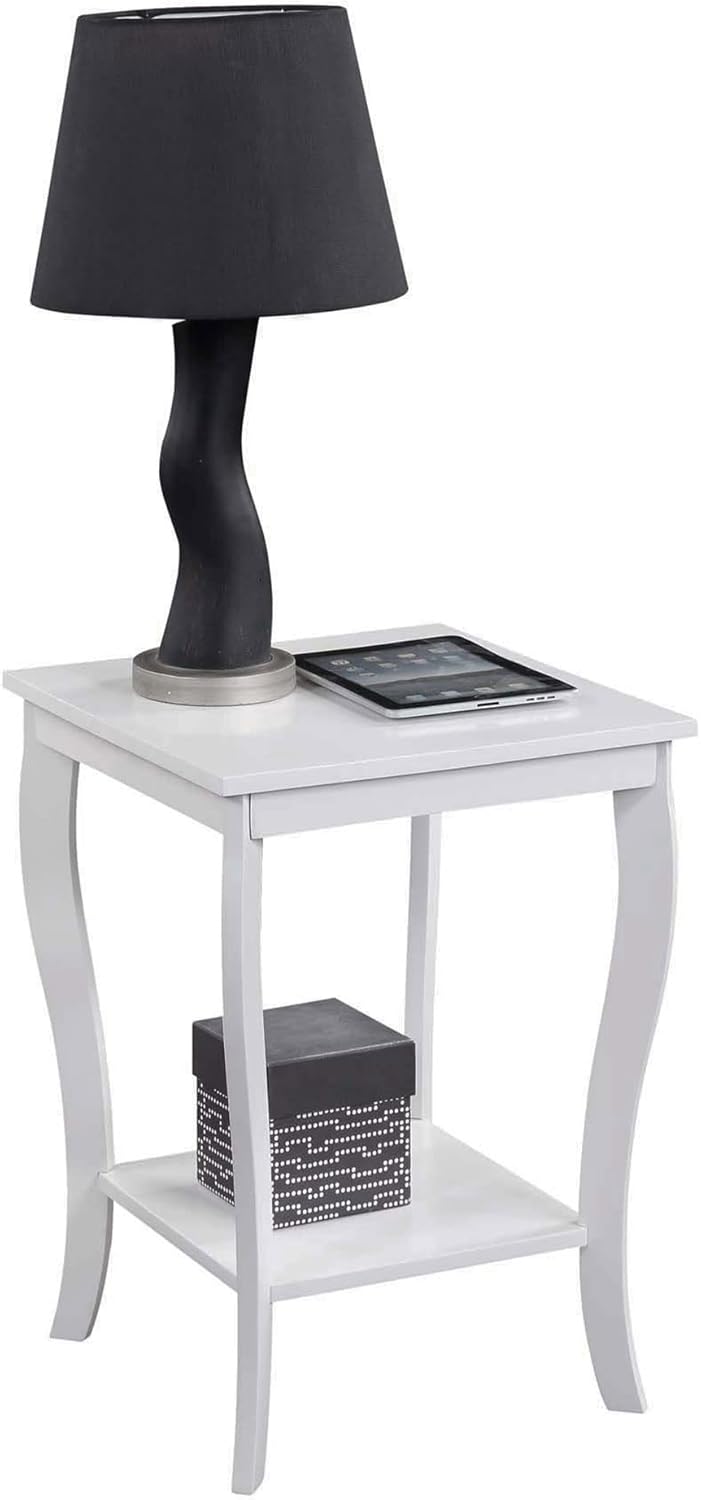 Convenience Concepts American Heritage Square End Table with Shelf, White