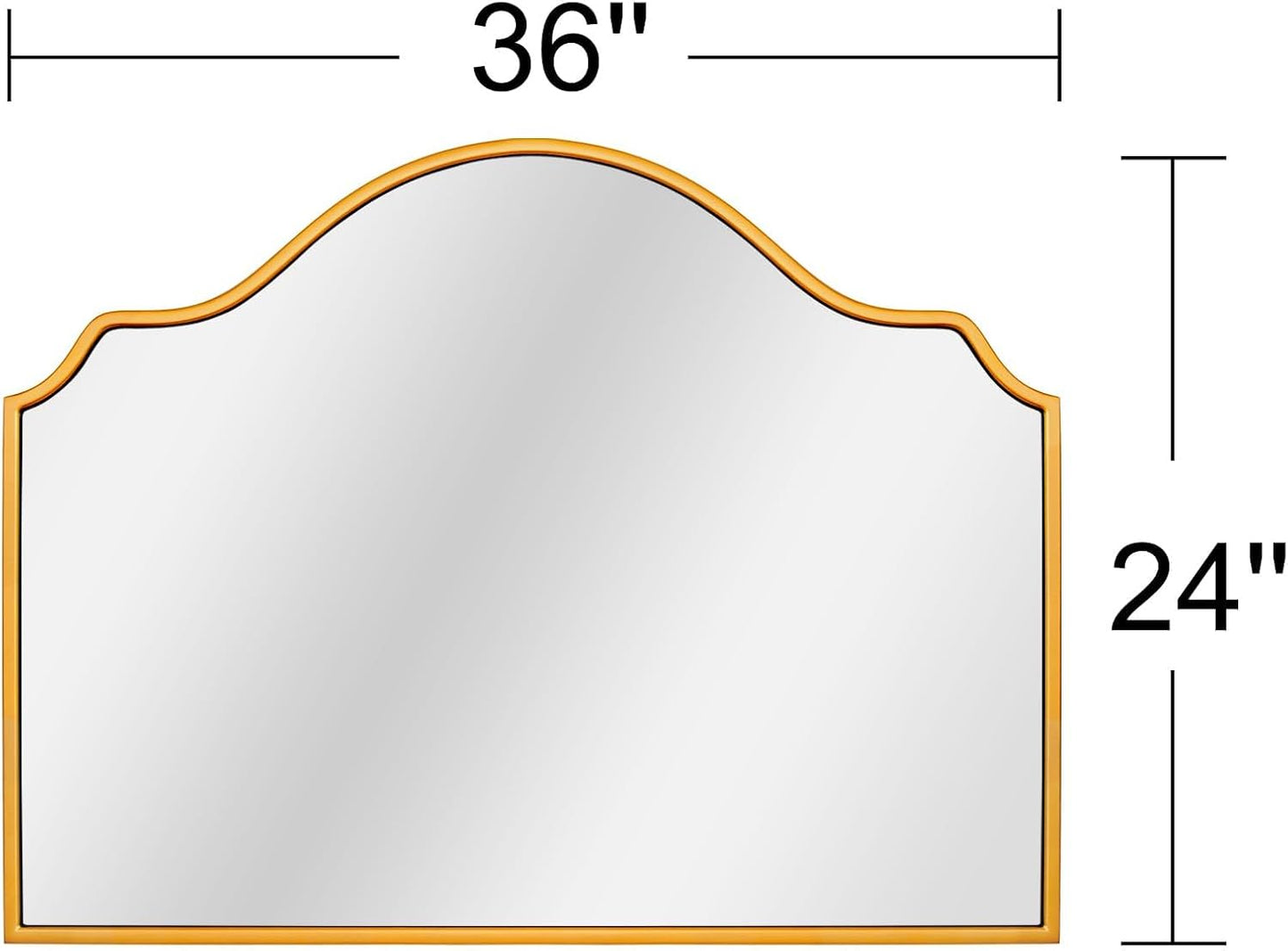 Chende Gold Arched Mirror, 36'' x 24'' Decorative Mirror with Wooden Frame, Elegant Wall Mirror for Living Room, Entryway, Fireplace