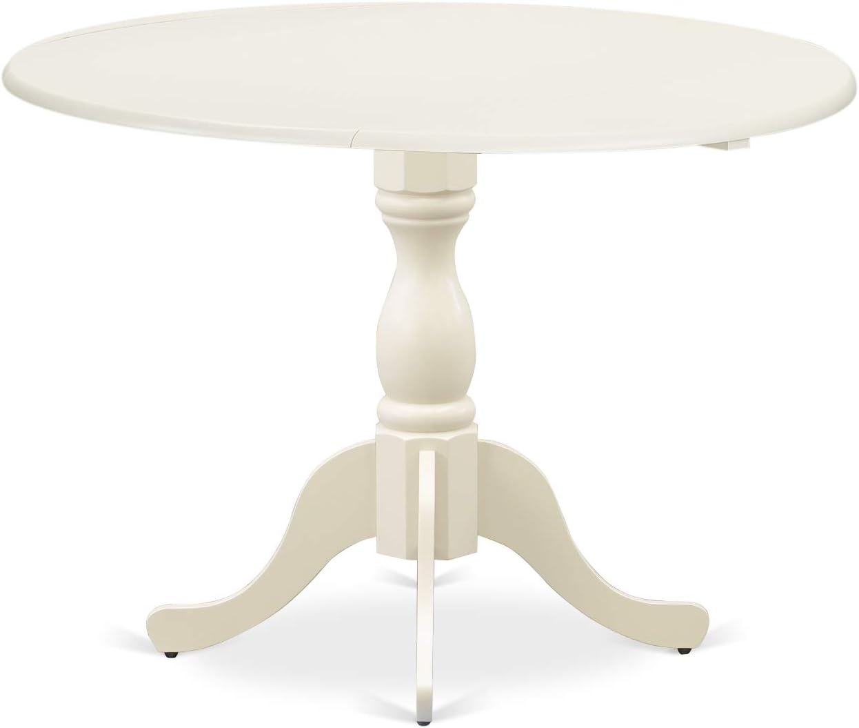 East West Furniture DMAB3-LWH-02 3 Piece Dining Table Set Contains a Round Dining Room Table with Dropleaf and 2 Light Beige Linen Fabric Upholstered Chairs, 42x42 Inch, Linen White