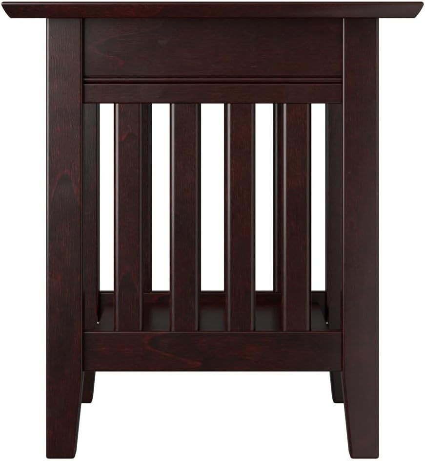 AFI, Mission End Table with Charging Station, Espresso