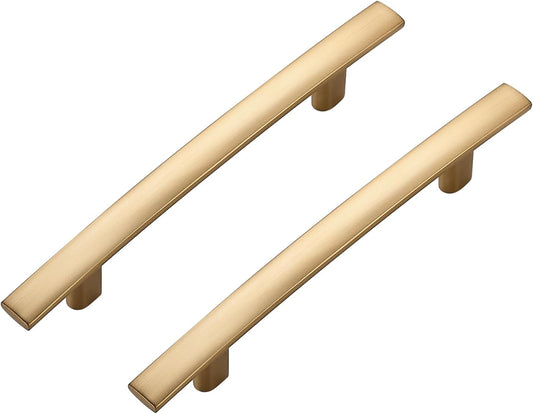 10 Pack Cabinet Handles 3.75" Hole Center - Curved Cabinet Pulls Champagne Bronze Drawer Pulls for Kitchen Cupboard Solid Handles for Dresser Drawer Arch Closet Hardware